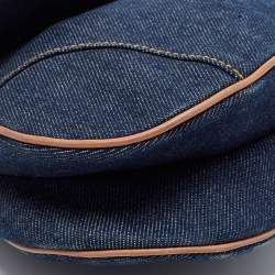 Pre Owned Dior Blue/Beige Denim and Leather Saddle Bag