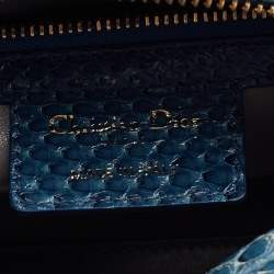 Dior Blue Python Leather Medium Lady Dior Tote