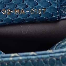 Dior Blue Python Leather Medium Lady Dior Tote