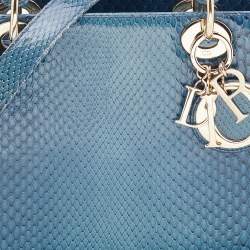 Dior Blue Python Leather Medium Lady Dior Tote