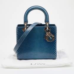 Dior Blue Python Leather Medium Lady Dior Tote