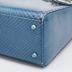 Dior Blue Python Leather Medium Lady Dior Tote