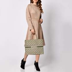 Pre Owned Dior Olive Green Oblique Canvas Large Book Tote