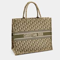 Pre Owned Dior Olive Green Oblique Canvas Large Book Tote