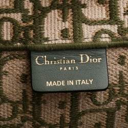 Pre Owned Dior Olive Green Oblique Canvas Large Book Tote