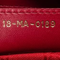 Pre Owned Dior Red Cannage Leather Medium Lady Dior Tote