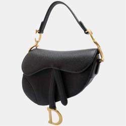 Pre Owned Dior Black Leather Saddle Mini Shoulder Bag 