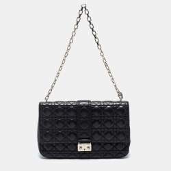 Pre Owned Dior Black Quilted Leather Large Miss Dior Flap Bag