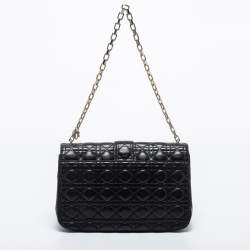 Pre Owned Dior Black Quilted Leather Large Miss Dior Flap Bag