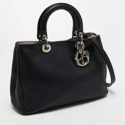 Dior Black Leather Medium Diorissimo Tote