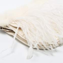 Pre Owned Dior White Satin and Feather Crystal Embellished Logo Mini Saddle Bag
