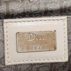Pre Owned Dior White Satin and Feather Crystal Embellished Logo Mini Saddle Bag