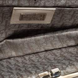 Pre Owned Dior White Satin and Feather Crystal Embellished Logo Mini Saddle Bag