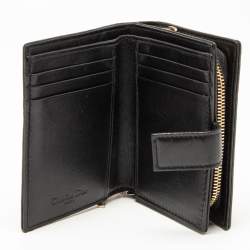Pre Owned Dior Black Cannage Leather Lady Dior French Compact Wallet