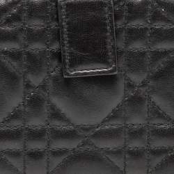 Pre Owned Dior Black Cannage Leather Lady Dior French Compact Wallet