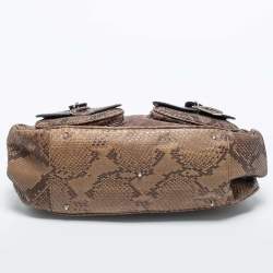 Pre Owned Dior Brown Ostrich,Croc and Snakeskin Limited Edition 0019 Detective Satchel
