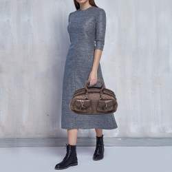 Pre Owned Dior Brown Ostrich,Croc and Snakeskin Limited Edition 0019 Detective Satchel