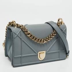 Pre Owned Dior Light Blue Leather Small Diorama Shoulder Bag
