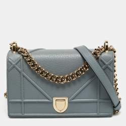 Pre Owned Dior Light Blue Leather Small Diorama Shoulder Bag