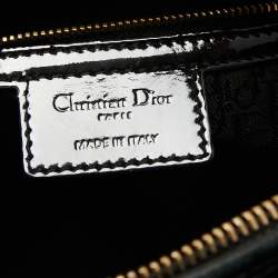 Pre Owned Dior Black Cannage Patent Leather Large Lady Dior Tote