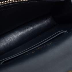 Pre Owned Dior Navy Blue Oblique Canvas and Leather Saddle Belt Bag