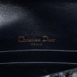 Pre Owned Dior Navy Blue Oblique Canvas and Leather Saddle Belt Bag