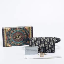 Pre Owned Dior Navy Blue Oblique Canvas and Leather Saddle Belt Bag