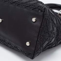 Pre Owned Dior Black Cannage Leather Lady Dior Tote