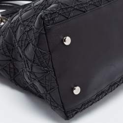 Pre Owned Dior Black Cannage Leather Lady Dior Tote