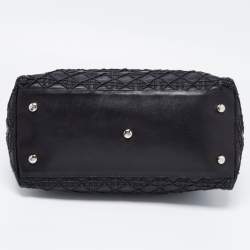 Pre Owned Dior Black Cannage Leather Lady Dior Tote