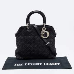 Pre Owned Dior Black Cannage Leather Lady Dior Tote