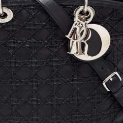 Pre Owned Dior Black Cannage Leather Lady Dior Tote