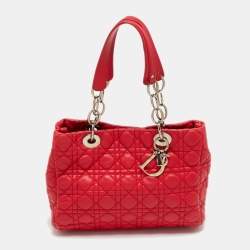 Pre Owned Dior Red Quilted Leather Lady Dior Tote