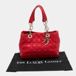 Pre Owned Dior Red Quilted Leather Lady Dior Tote