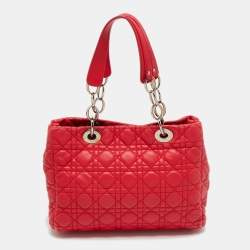 Pre Owned Dior Red Quilted Leather Lady Dior Tote