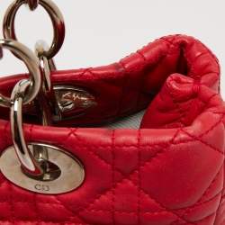 Pre Owned Dior Red Quilted Leather Lady Dior Tote