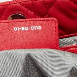 Pre Owned Dior Red Quilted Leather Lady Dior Tote