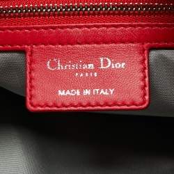 Pre Owned Dior Red Quilted Leather Lady Dior Tote