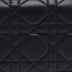 Dior Black Cannage Leather Lady Dior Flap Card Holder