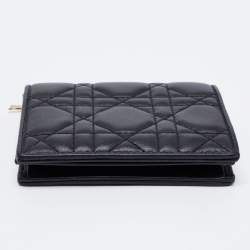 Dior Black Cannage Leather Lady Dior Flap Card Holder