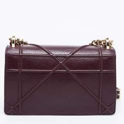 Pre Owned Dior Burgundy Leather Small Diorama Shoulder Bag