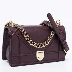 Pre Owned Dior Burgundy Leather Small Diorama Shoulder Bag
