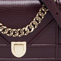Pre Owned Dior Burgundy Leather Small Diorama Shoulder Bag