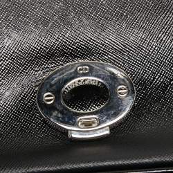 Pre Owned Dior Black/Blue Grained Leather Dune Top Handle Bag