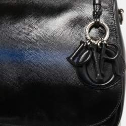 Pre Owned Dior Black/Blue Grained Leather Dune Top Handle Bag
