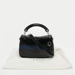 Pre Owned Dior Black/Blue Grained Leather Dune Top Handle Bag