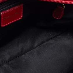 Pre Owned Dior Red Textured Leather Double Saddle Bowler Bag