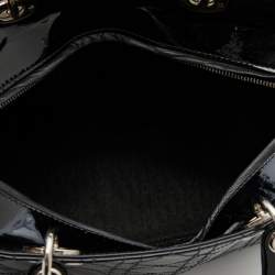 Pre Owned Dior Black Cannage Patent Leather Large Lady Dior Tote