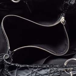 Dior Black Cannage Patent Leather Lady Dior Shopper Tote