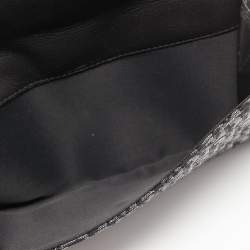 Pre Owned Dior Black/Silver Oblique Canvas and Leather Clutch